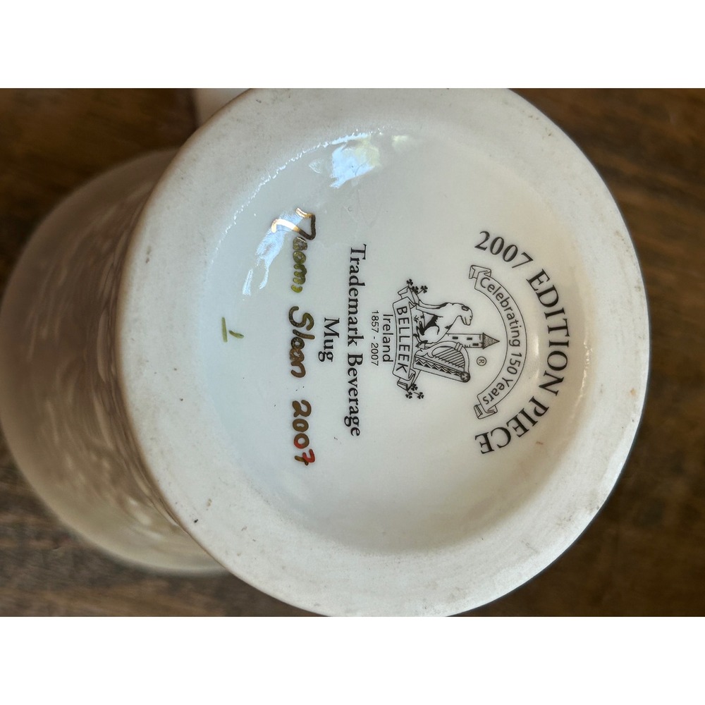 Belleek Ireland 2007 Edition 150th Anniversary Mug Signed Naomi Sloan Ivory - Picture 6 of 7